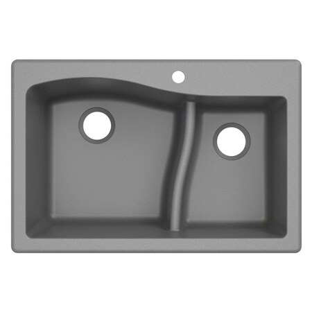 Bfree Foods Dual Quarza Mount 60 By 40 Double Bowl Granite Kitchen Sink - Grey KGD-442GREY
